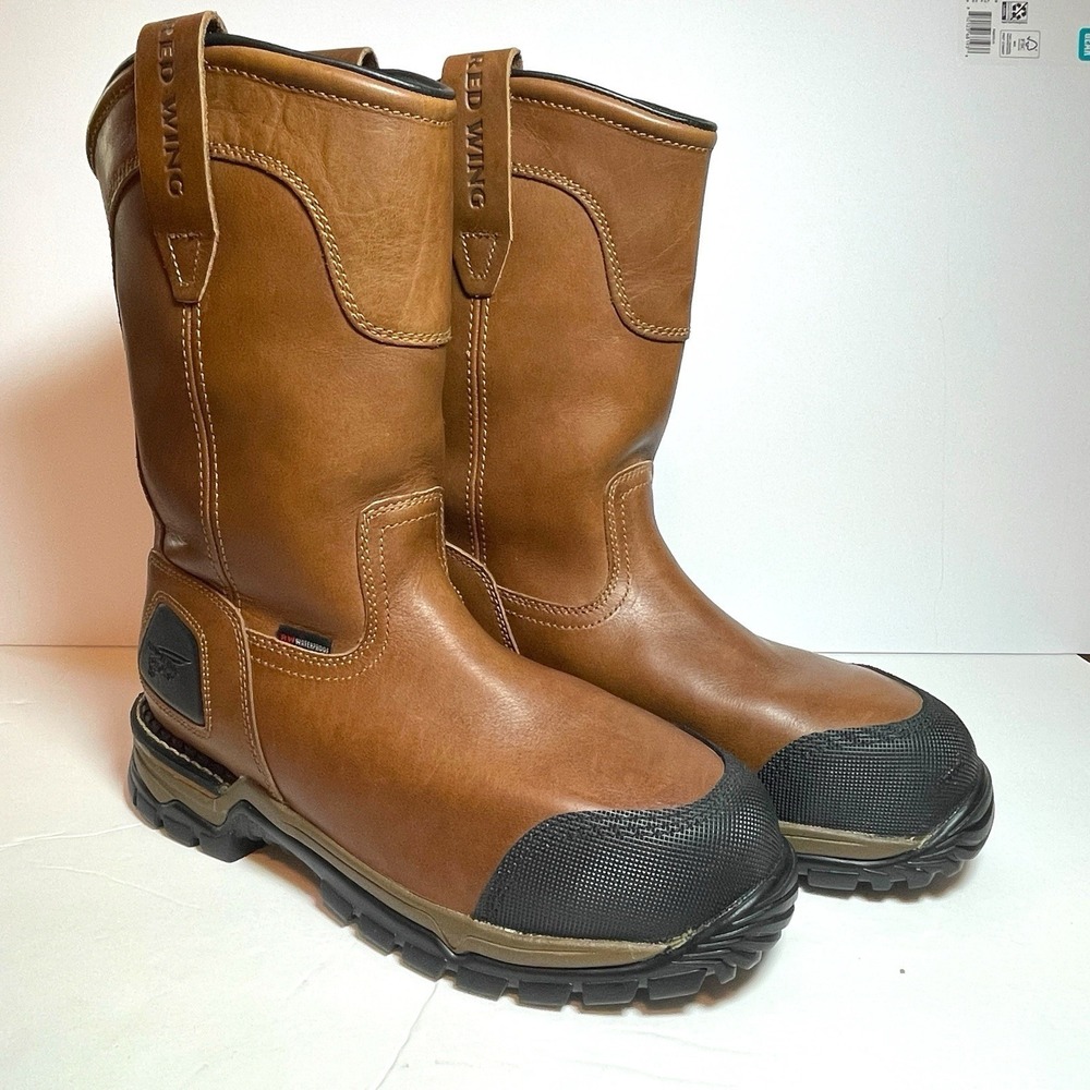 Red Wing 4448 Pull On Work Boots Men's 9.5 E2 Brown Steel Toe Vibram Waterproof